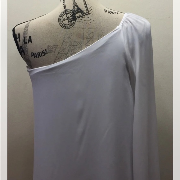 New Vero Moda One Shoulder White Women Dress Shirt Medium Soft Bell Sleeve - Picture 8 of 12